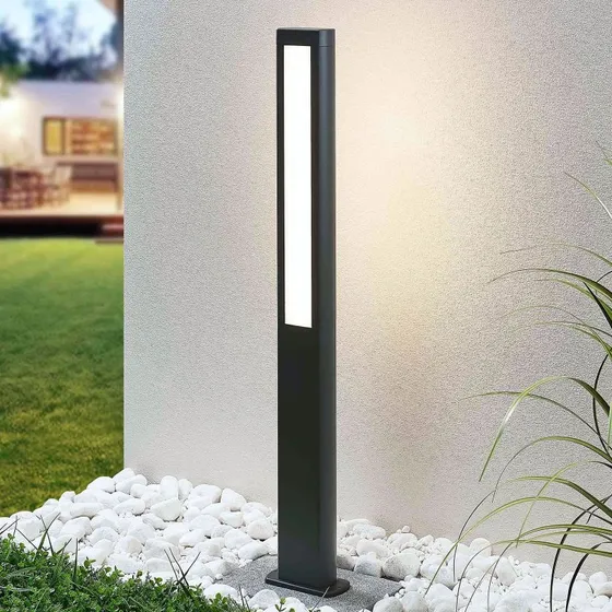 Borne lumineuse extérieure Lucande Mhairi, Aluminium, Gris Anthracite