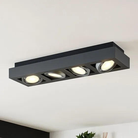 Plafonnier Ronka Arcchio Noir, 4 Spots Orientables GU10