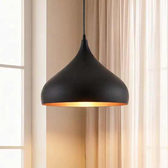 Ritana Lindby Suspension Moderne Noir et Or, Aluminium