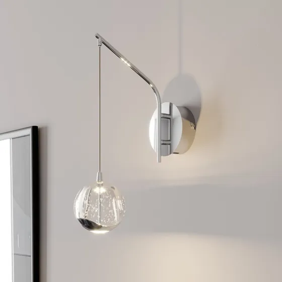 Lucande Applique Murale LED Hayley - Chrome et Verre à Bulles
