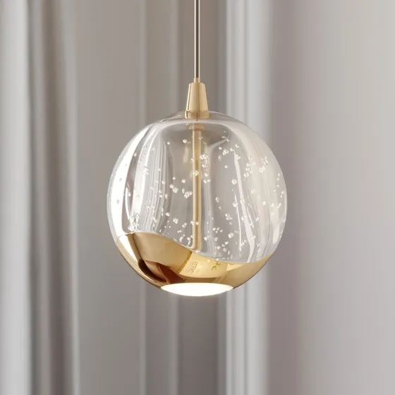 Lucande Suspension Hayley - Verre Transparent et Finition Dorée