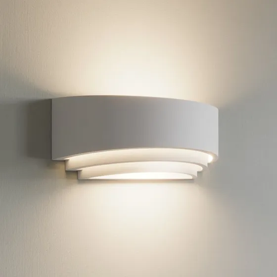 Applique murale Lindby Lucien, blanc, plâtre, design multicouche