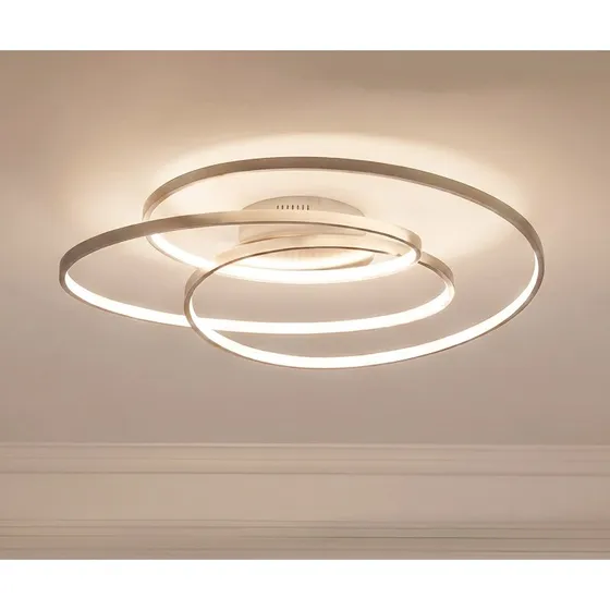 Plafonnier LED Lindby Joline, Nickel Satiné, Dimmable, Ø 60 cm