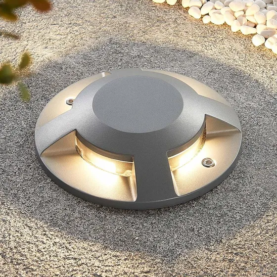 Lucande Projecteur de Sol LED Jeffrey - Argent - 4 Sorties Lumineuses