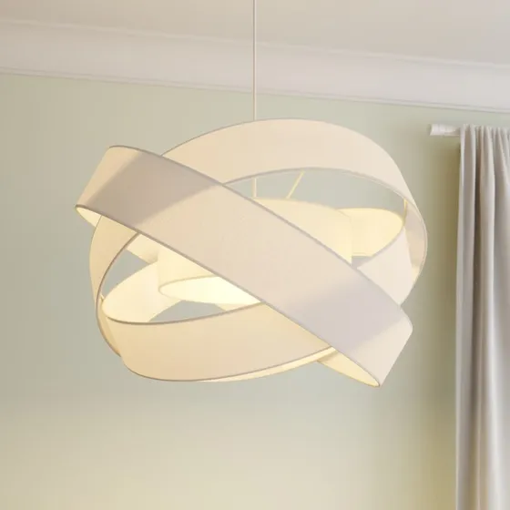 Suspension Lindby Simaria - Blanc - Textile - Ø 60 cm