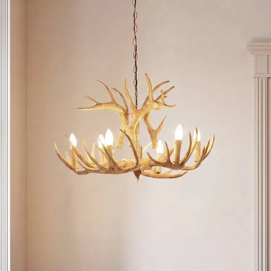 Suspension Lindby Fibi Marron - Design Bois de Cerf Rustique