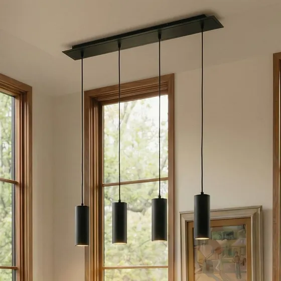 Suspension Lindby Joffrey, Noire, 4 Lampes, Moderne