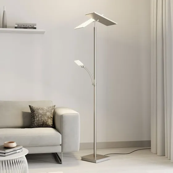 Lucande Lampadaire LED Parthena Nickel - 180 cm