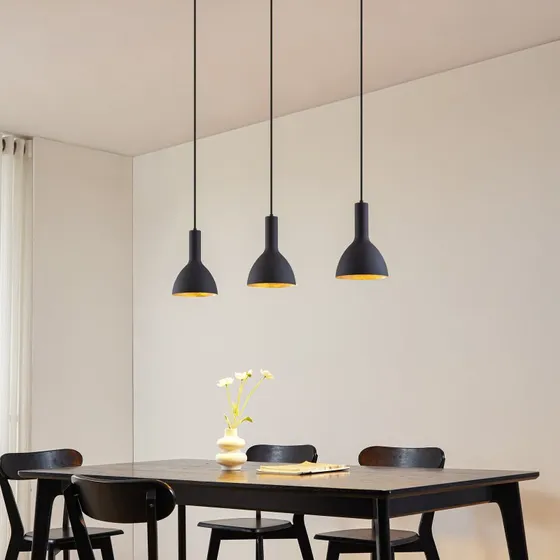 Suspension Arcchio Cosmina - 3 Lampes - Noir et Or - Moderne