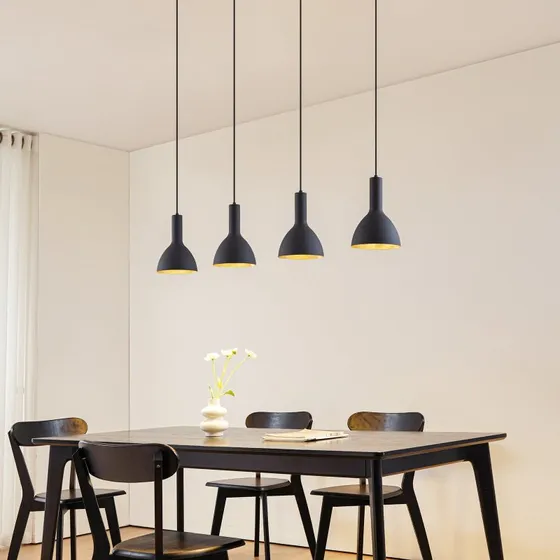 Suspension Arcchio Cosmina - Noir et Or - 4 Lampes - 120 cm