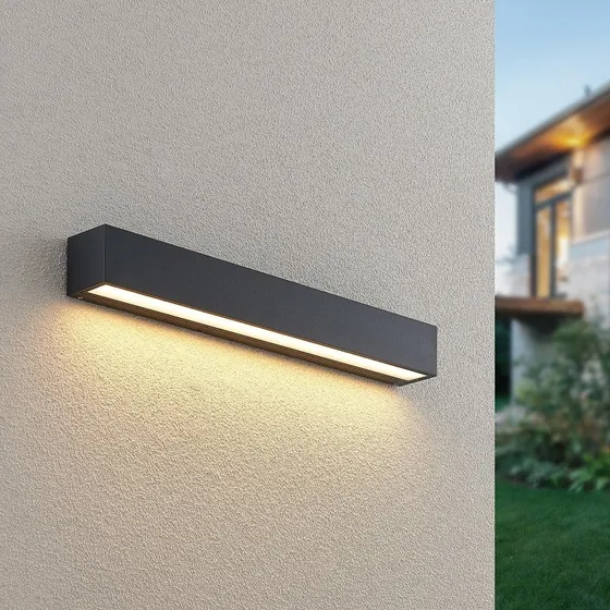 Applique murale extérieure LED Lucande Lengo, Anthracite, IP65