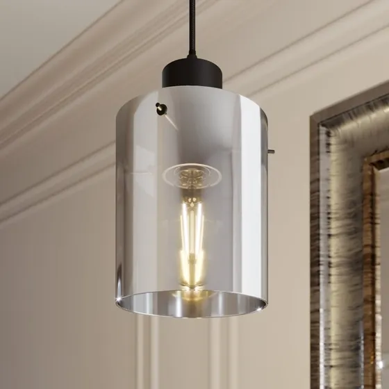 Lindby Suspension Kourtney en Verre Gris Fumé - Moderne