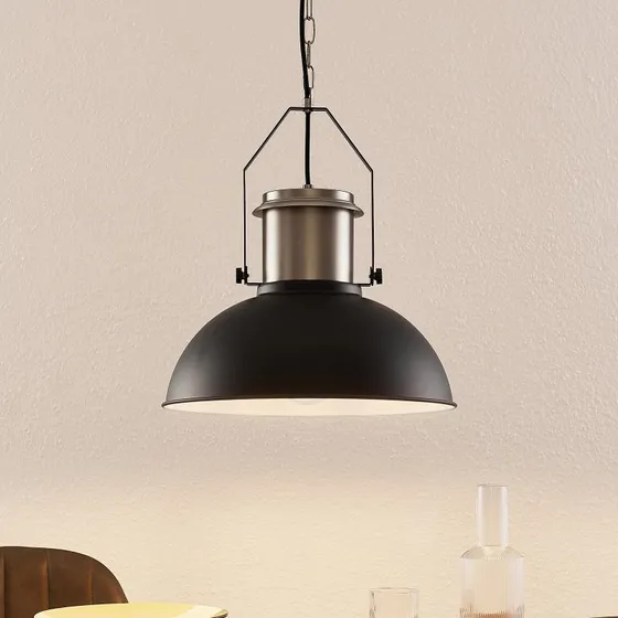 Suspension Lindby Freitjof - Noir et Nickel Mat - Style Industriel