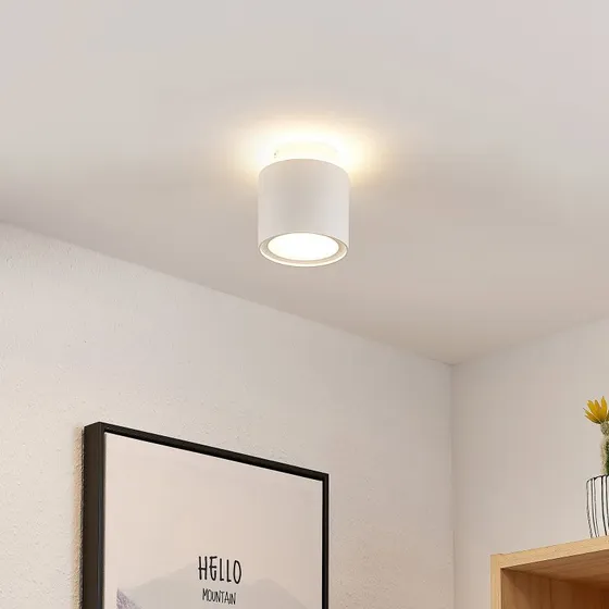 Plafonnier Arcchio Walisa Blanc, Ø 10 cm, GU10, Dimmable