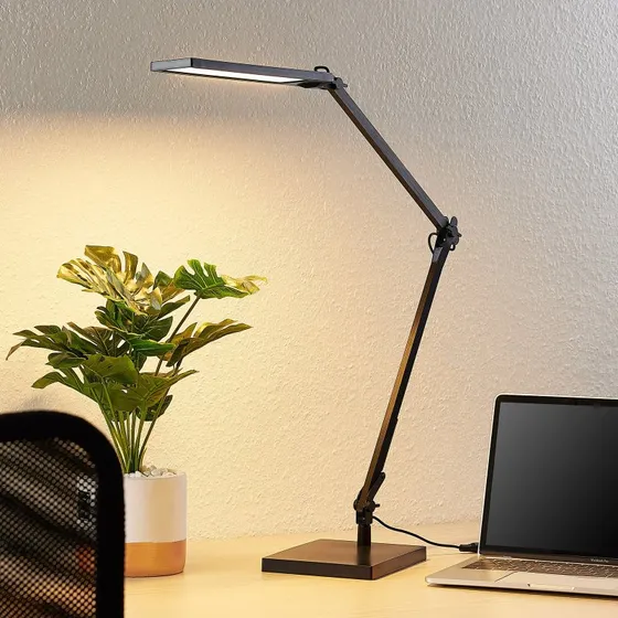 Lampe de bureau LED Antisa Lindby, dimmable, Noir