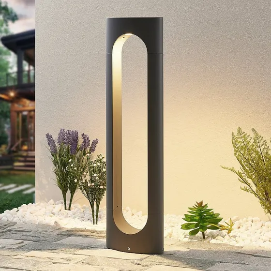 Borne lumineuse extérieure Lucande Fenti LED - Aluminium - 65 cm