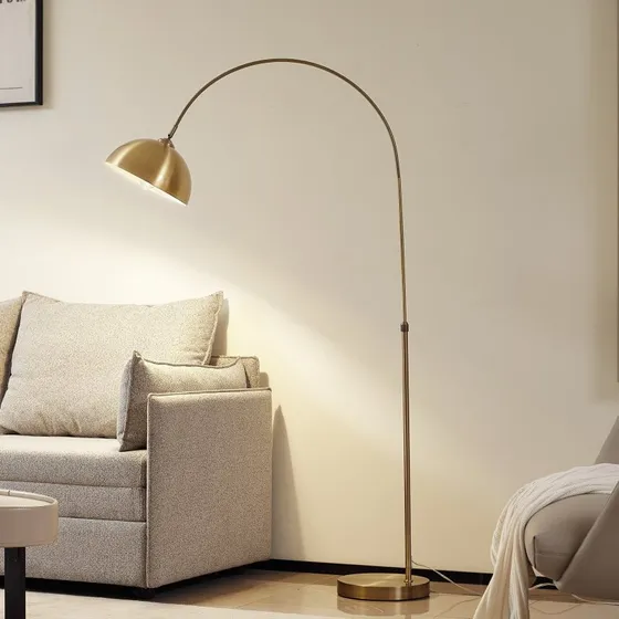 Lampadaire arc Lindby Lennart, laiton antique, métal
