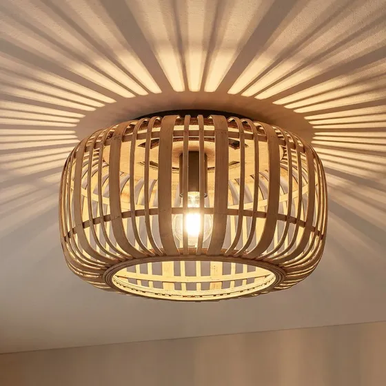 Plafonnier Lindby Canyana en Rotin Naturel, Ø 40 cm