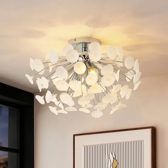 Lindby Plafonnier Yurina Chrome - Design Moderne en Métal et Verre Givré