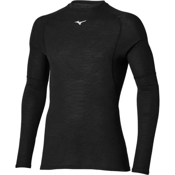 Mizuno Maillot Merino Noir Homme - Col Rond à Manches Longues