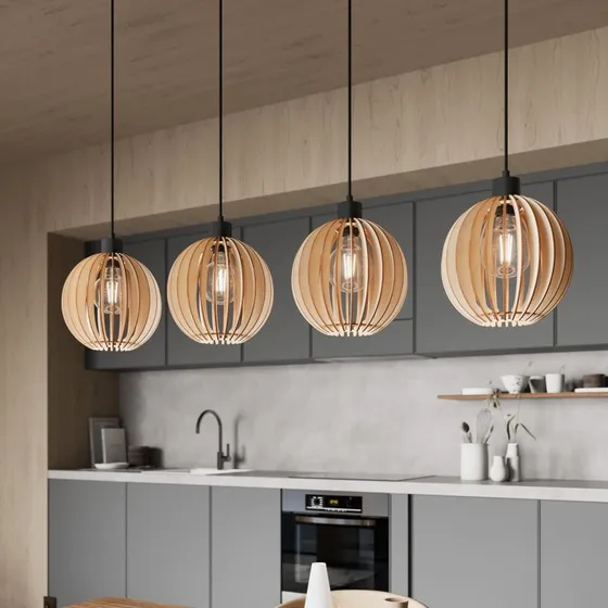 Suspension Clay Envostar en bois de bouleau clair - 4 lampes