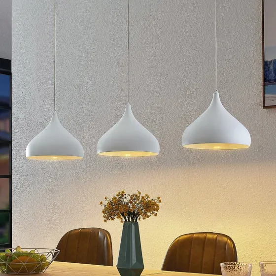 Suspension Lindby Elamira Blanche - Moderne en Métal - 3 Lampes