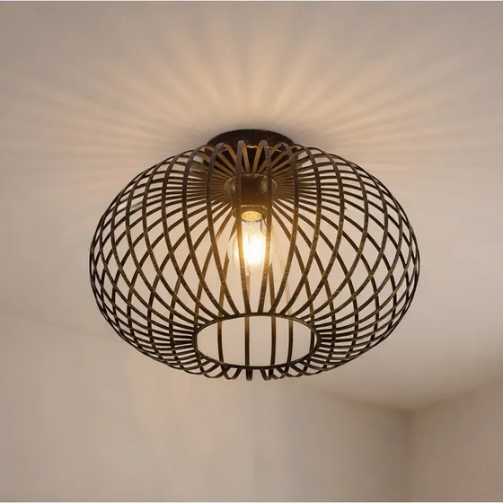 Plafonnier Lindby Rosalea Noir et Laiton - Design Moderne