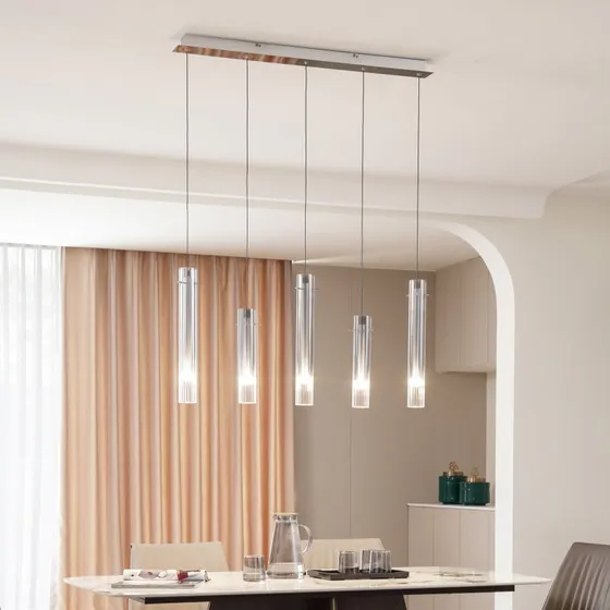 Lucande Korvitha Suspension LED en Verre Gris et Argent