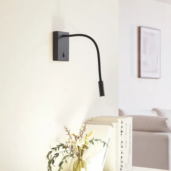 Lucande Hetti - Applique murale LED noire en métal