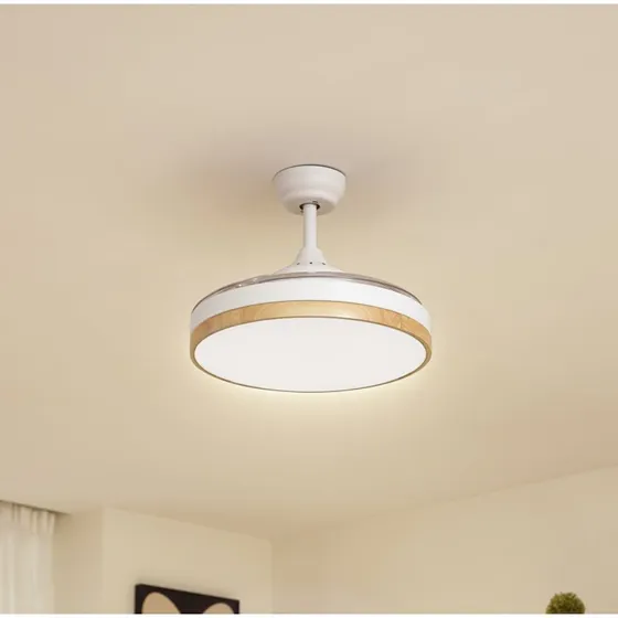 Ventilateur de plafond LED Lindby Oras, blanc, Ø 107 cm