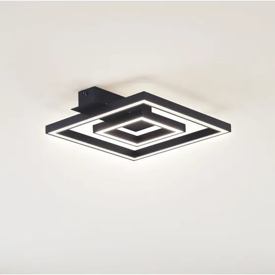 Lindby Madamo Plafonnier LED Noir - Design Moderne en Aluminium