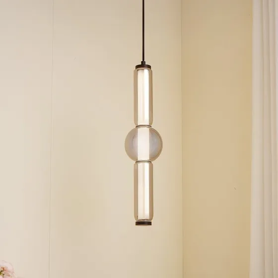 Lucande Suspension LED Savete - Verre Gris Fumé - Moderne
