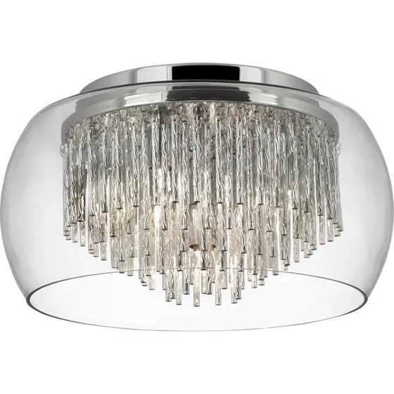 Searchlight Plafonnier Curva Argenté en Verre et Aluminium
