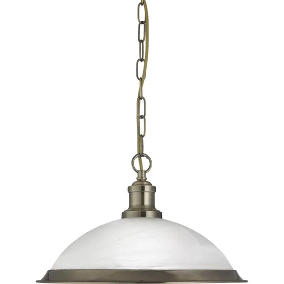 Searchlight Suspension Bistro en verre marbré et laiton antique
