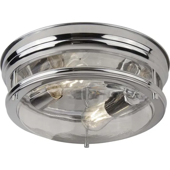 Searchlight Plafonnier Edinburgh Chromé - Verre Transparent - IP44