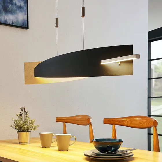 Lucande Suspension LED Marija Noir et Or, Dimmable