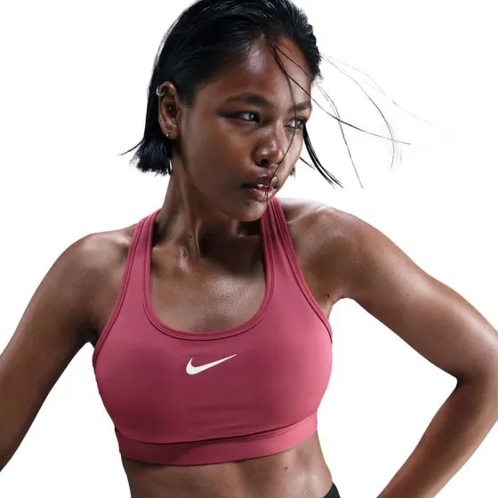 Nike Swoosh Brassière de Sport Maintien Moyen Rouge Femme