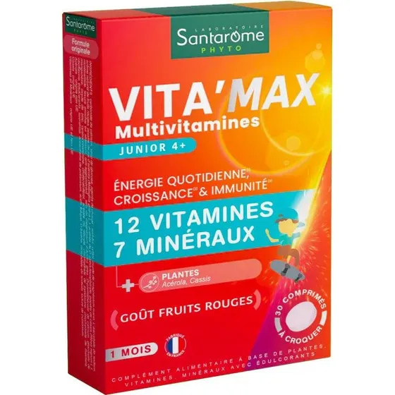 Santarome Vita'Max Enfants Goût Fruits Rouges 30 Comprimés