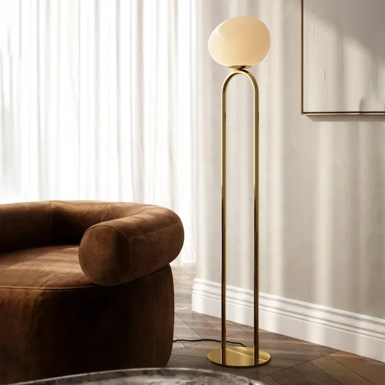 Nordlux Shapes Lampadaire en Laiton et Verre Blanc