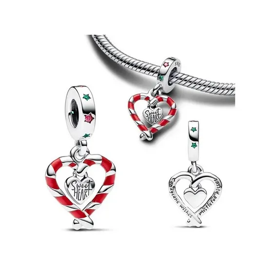 Pandora Charm Double Cur Sucre d'Orge Argent 925