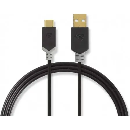 Cble USB 2.0 Type-C Mle > A Mle 2 m Plaqu Or Anthracite