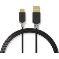 Nedis USB-A vers USB-C 2.0, 2 m, or, anthracite