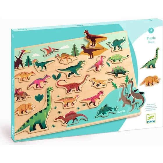 Djeco Puzzle Puzzlo Dino en bois 22 pièces