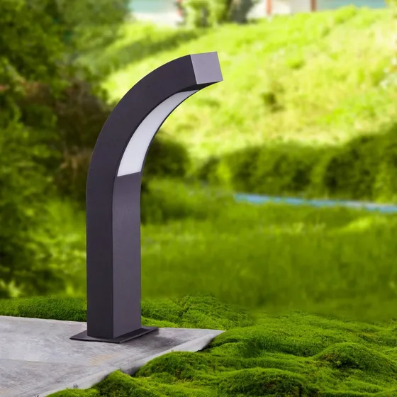 Borne Extérieure LED Lucande Lennik, Noir, Aluminium, 40 cm