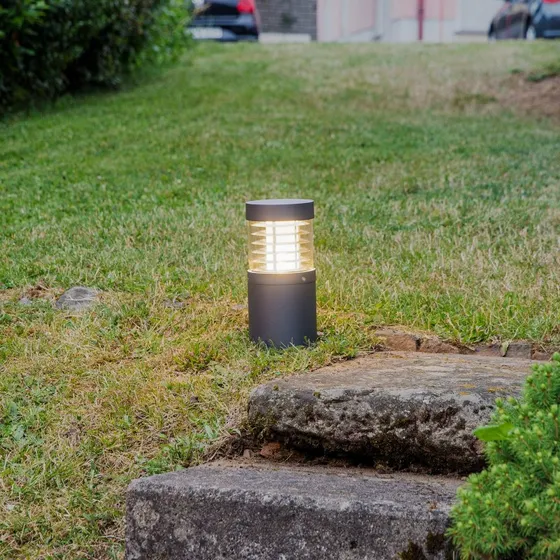 Borne Extérieure LED Lucande Lucius, Anthracite, Aluminium