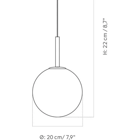 Audo Copenhagen Suspension LED TR Bulb, Laiton et Verre Opale