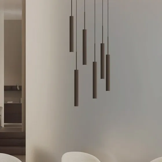 Audo Copenhagen Suspension Tubulaire 6 Lampes - Bronze Anodisé