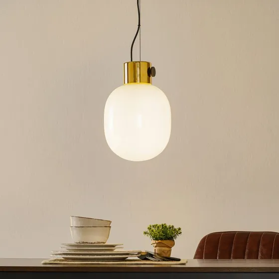 Audo Copenhagen Suspension JWDA en Laiton et Verre Opale