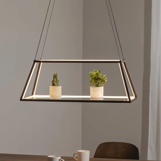 Lucande Mensola - Suspension LED Moderne en Aluminium Noir, 75 cm