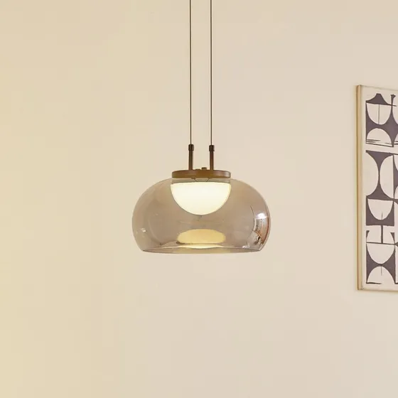 Lucande Dain - Suspension LED en verre gris fumé